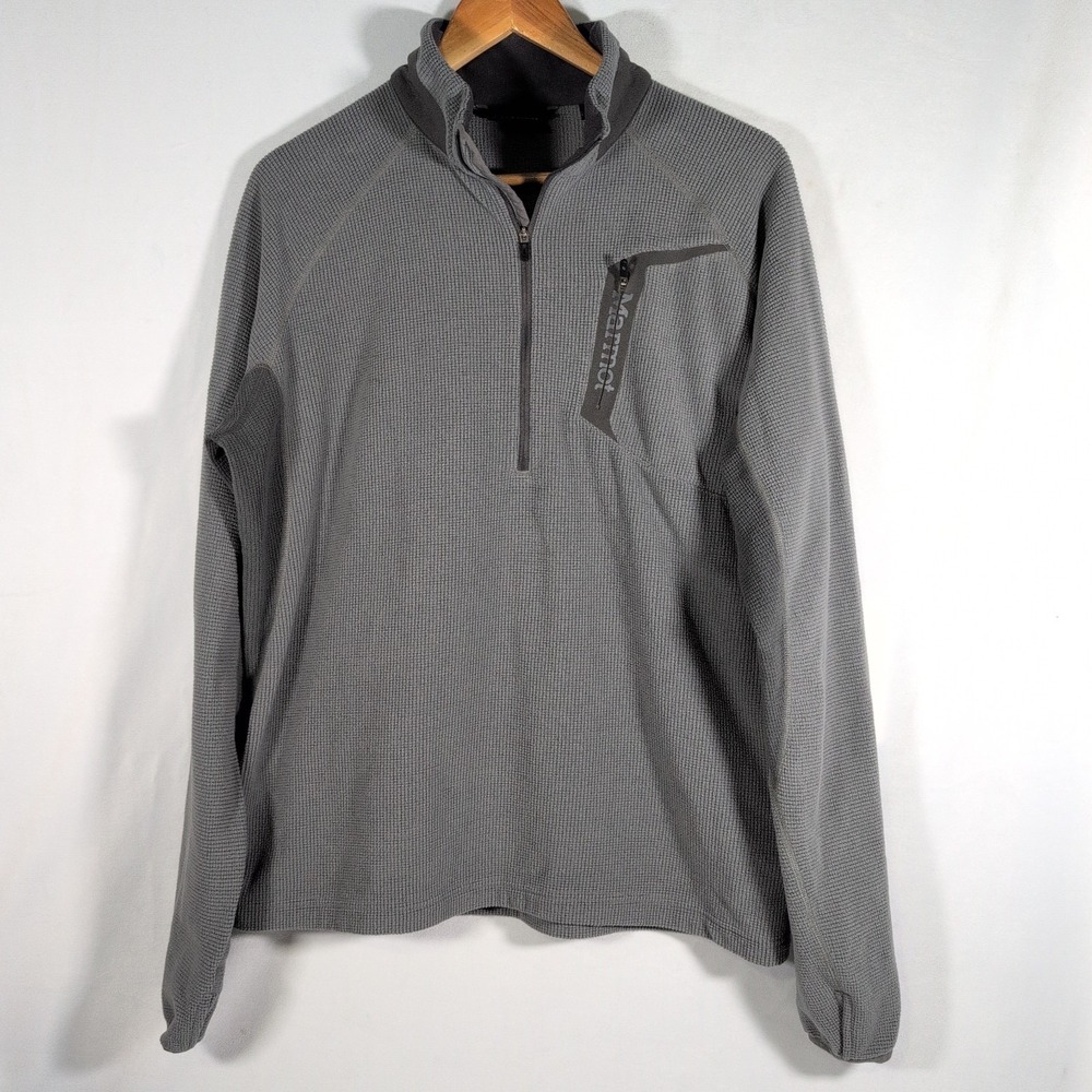 MARMOT MENS GREY 1/2 ZIP NECK FLEECE JUMPER TOP SIZE L